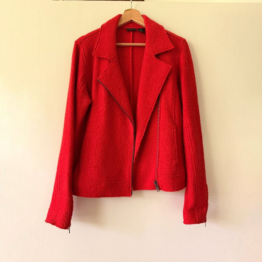Tahari Red Wool Moto Blazer